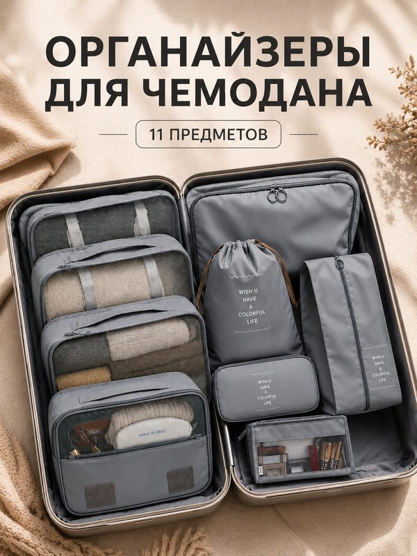 Органайзер для чемодана , серый
