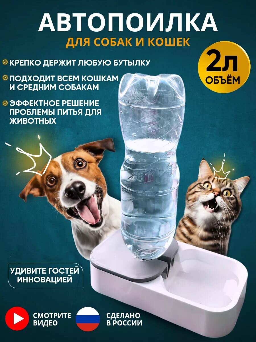 Автопоилка для кошек и собак 2 литра