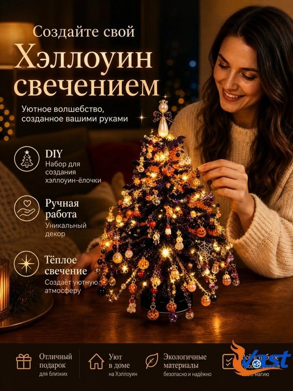 Настольная ёлка с снегом, набор для сборки, синий, праздник