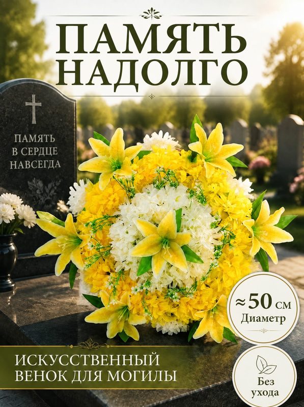 Декоративный венок, искусственный венок, венок жёлтый, диаметр 50 см, украшение входной двери, декор дачи