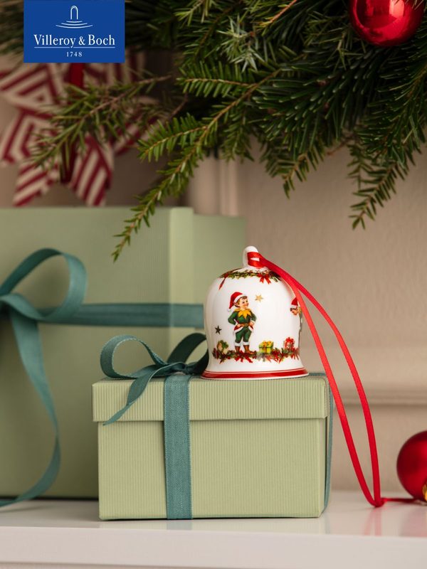 Елочная игрушка колокольчик новогодний 6x6x7 см, Annual Christmas Edition, Villeroy & Boch, Премиум-Фарфор