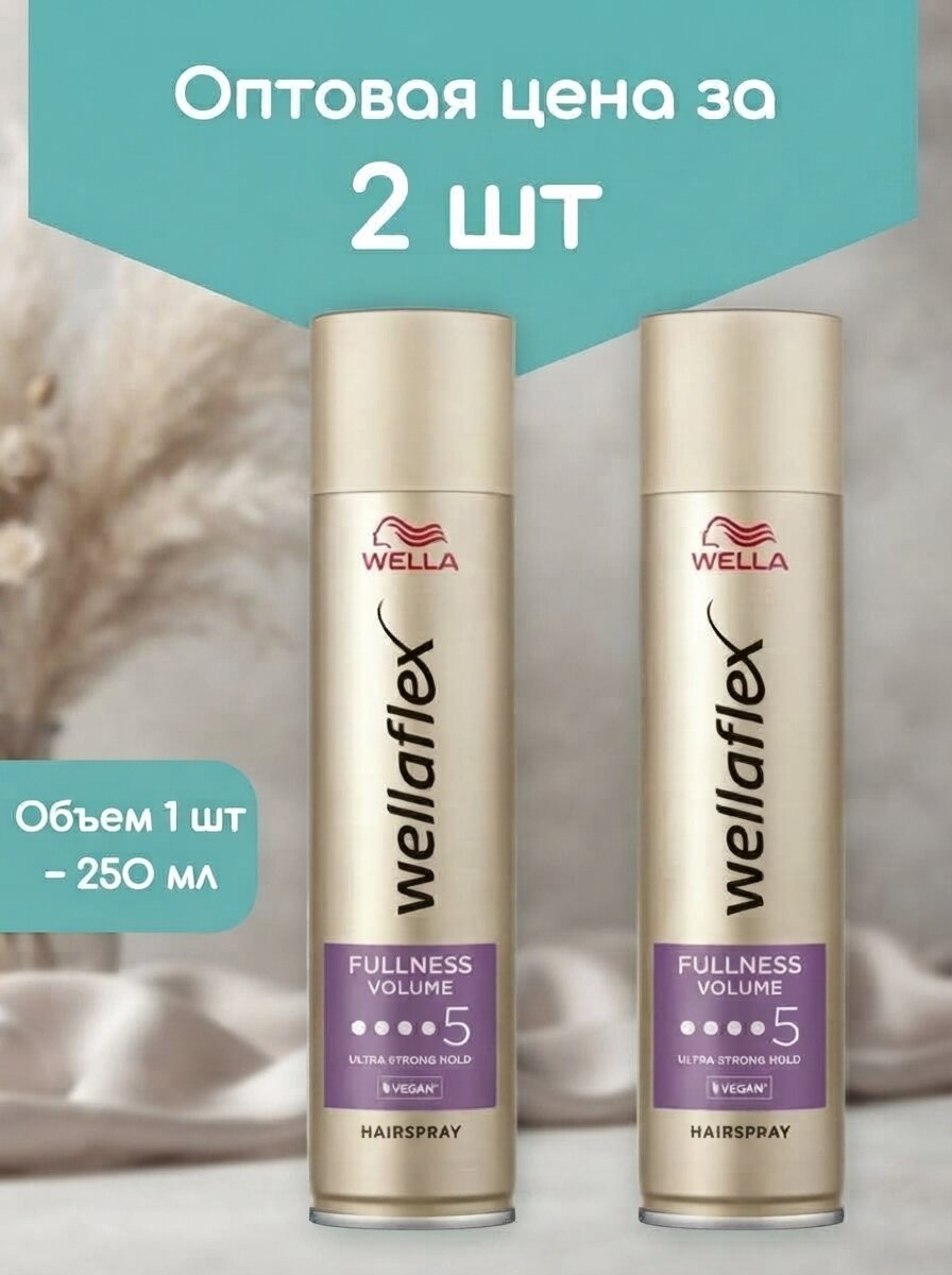 Оптом 2 шт. Лак Wella WellaFlex Fullness For Thin Hair суперсильной фиксации 250 мл