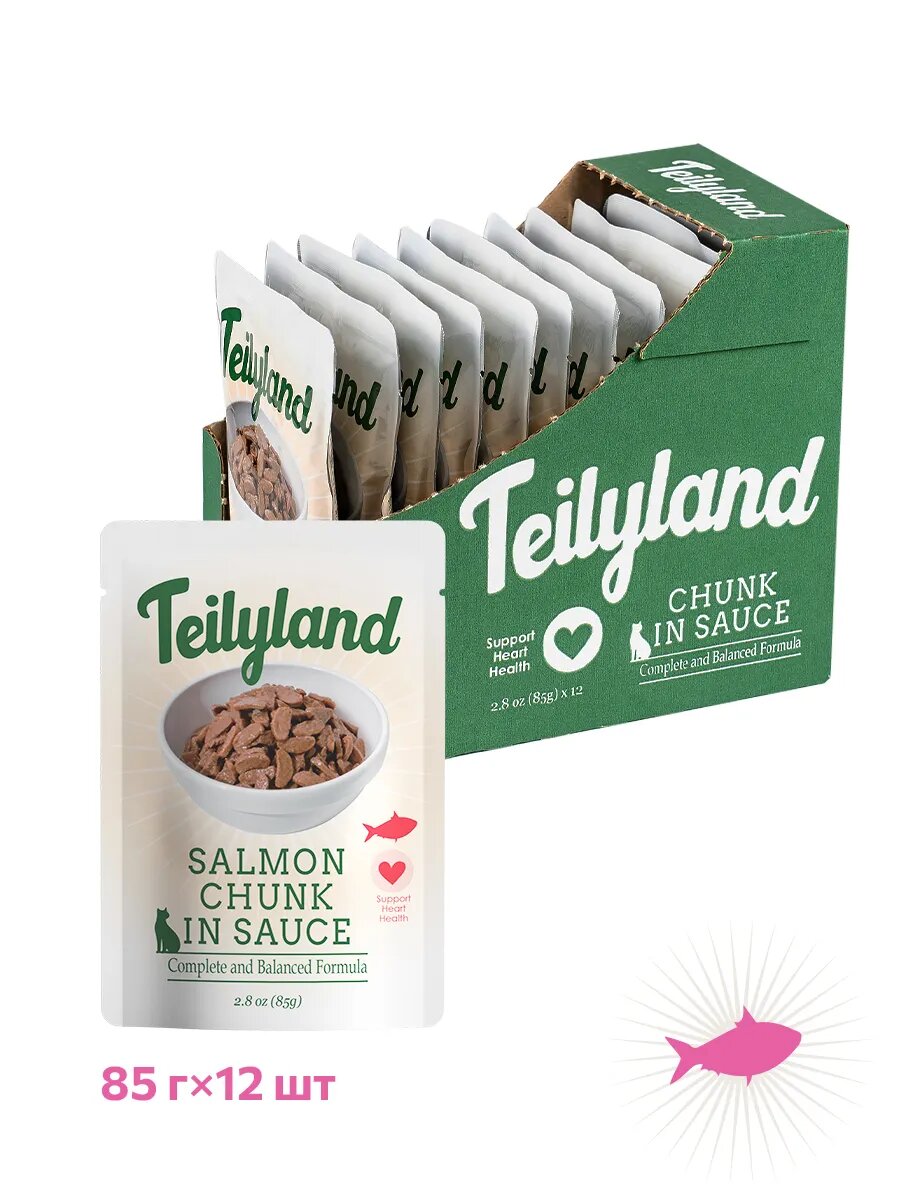 Влажный корм для кошек Teilyland с лососем в соусе 85 г 12 шт