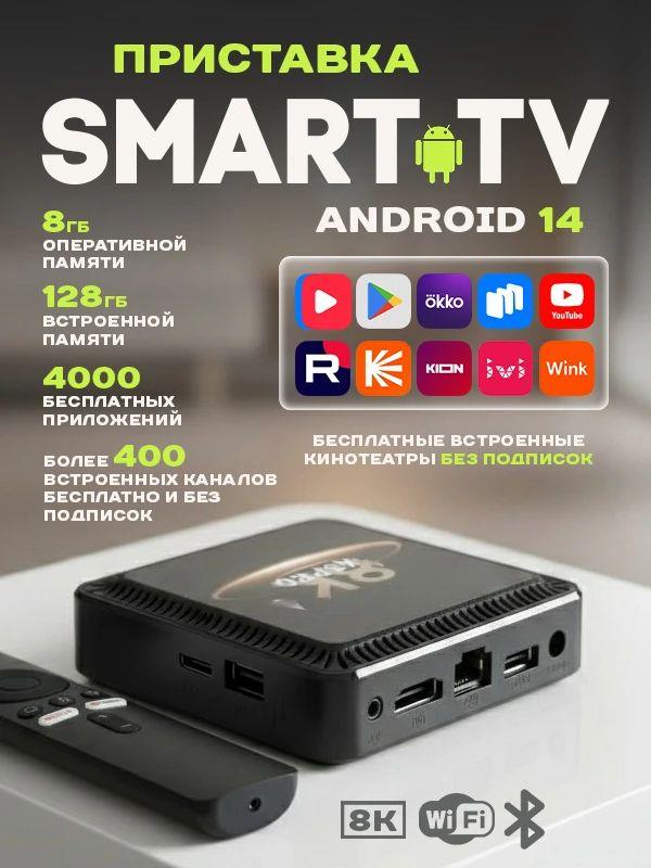 Смарт ТВ приставка X3PRO Андроид , 8ГБ+128ГБ , Bluetooth пульт, WI-FI 6 , RJ 45