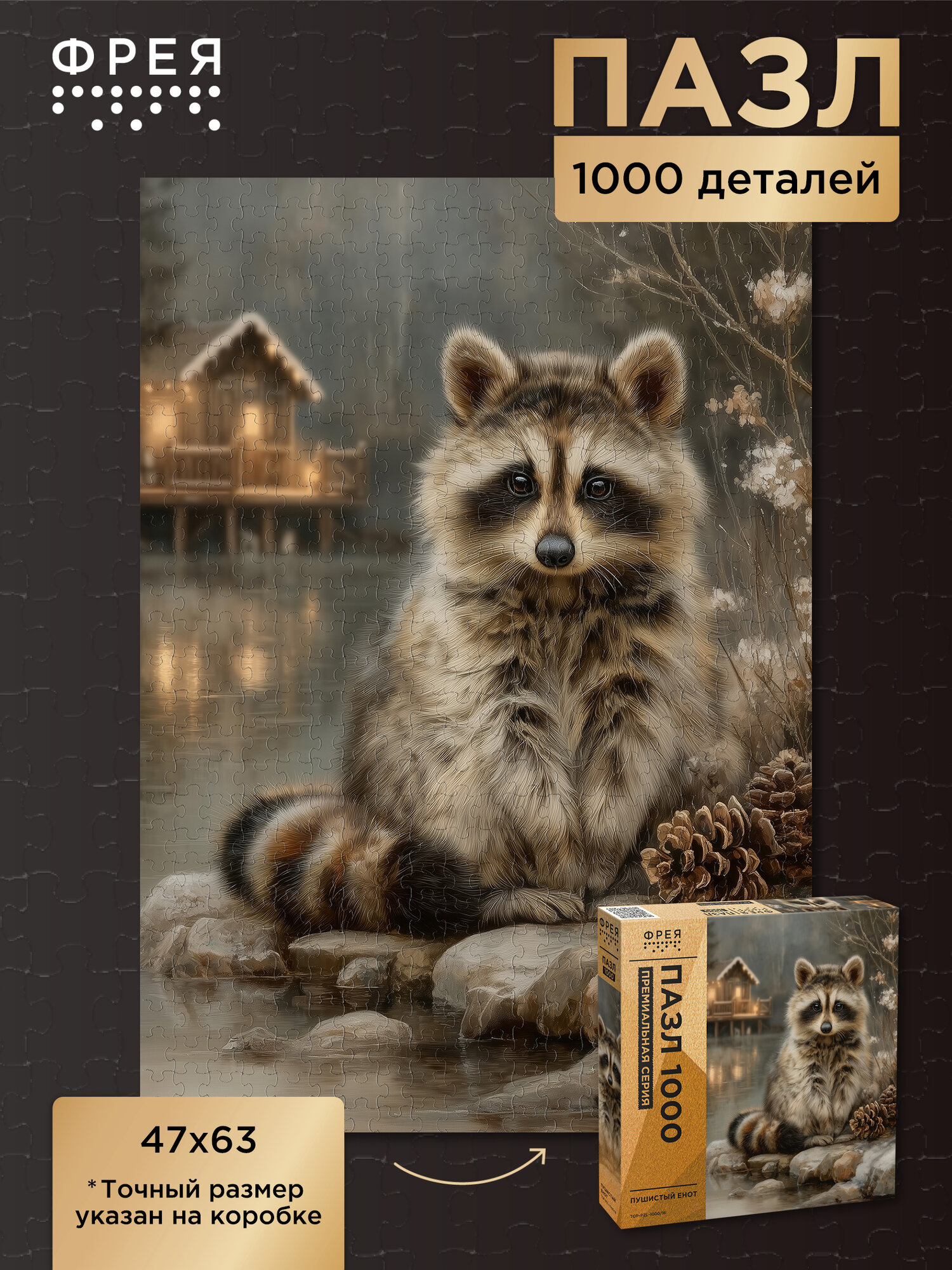 Пазл фрея Премиум 1000 элементов TOP-PZL-1000/16 Пушистый енот